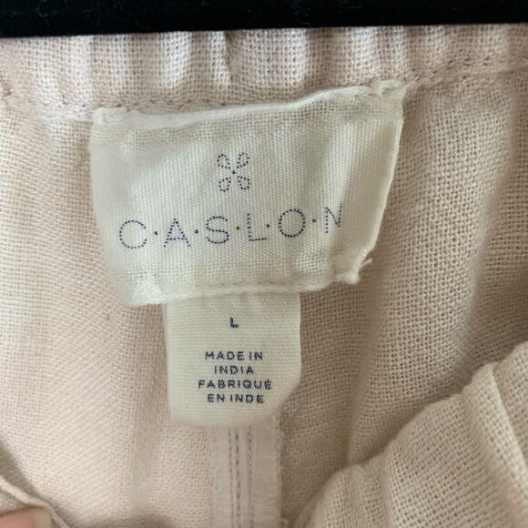 Caslon Size L Women's Drawstring Wide Leg Linen Blend Pants Flax Summer Comfort - Picture 6 of 7